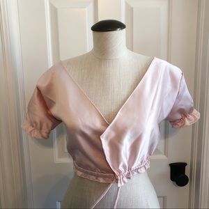Pink Silk Ruffle Crop Top